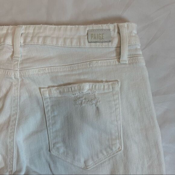Paige Womens Bridgette Mid Rise Crop White Destroyed Jeans 26 - Picture 11 of 12